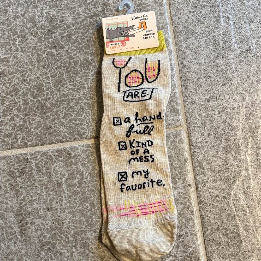 Blue Q Beige and Pink Fun Socks